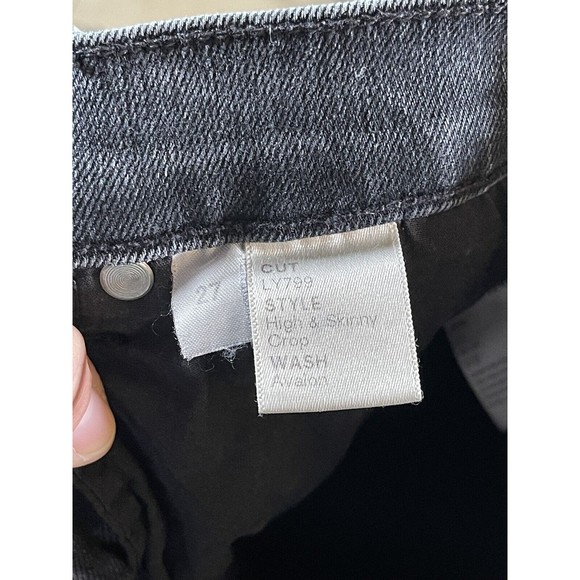 Reformation High & Skinny Crop Avalon Black Wash Jeans Size 27 LY799 - Picture 8 of 9